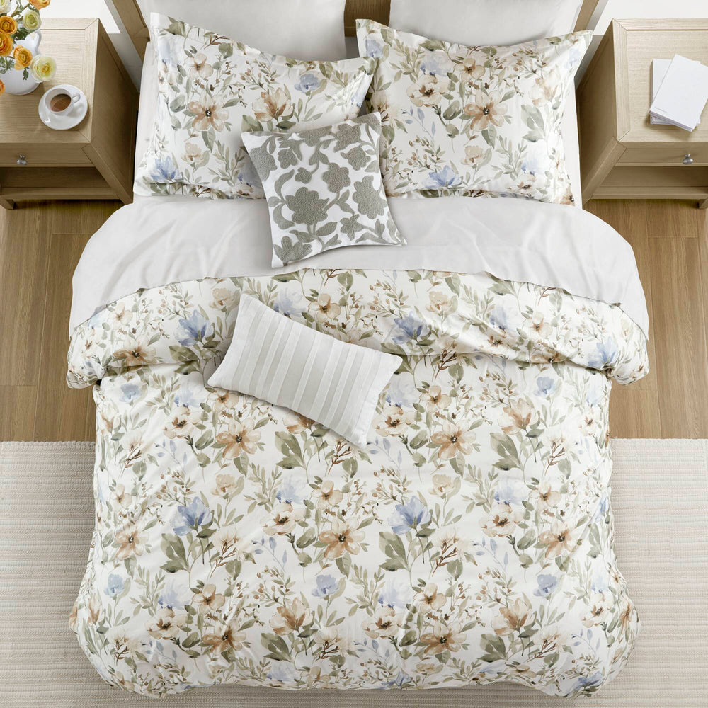 5PCS Full/Queen  Cotton Sateen Print Duvet Set Media 16