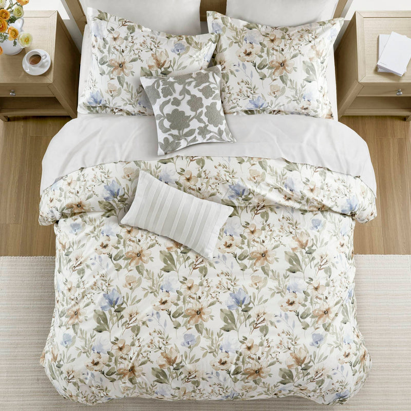 5PCS King/Cal King Cotton Sateen Print Duvet Set