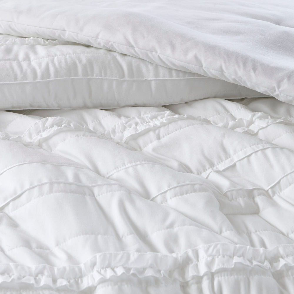 5 Piece   Ruffled Comforter Set White Queen Media 5