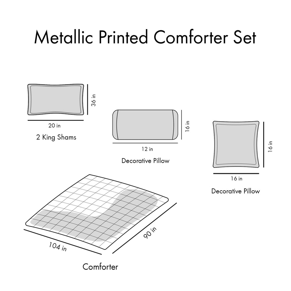 King/Cal King Metallic Printed Comforter Set Media 11