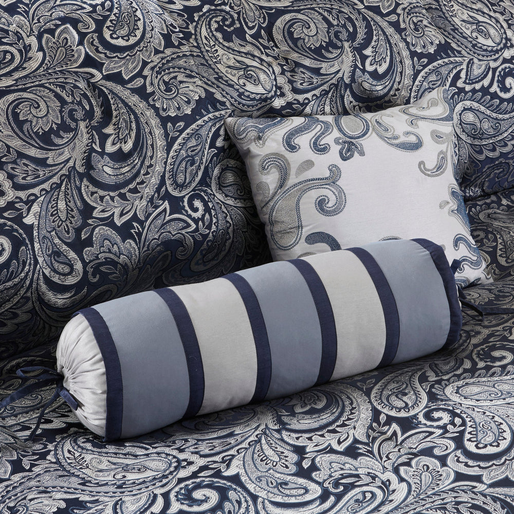 12 Piece Comforter Set with Cotton Bed Sheets Navy King Media 15