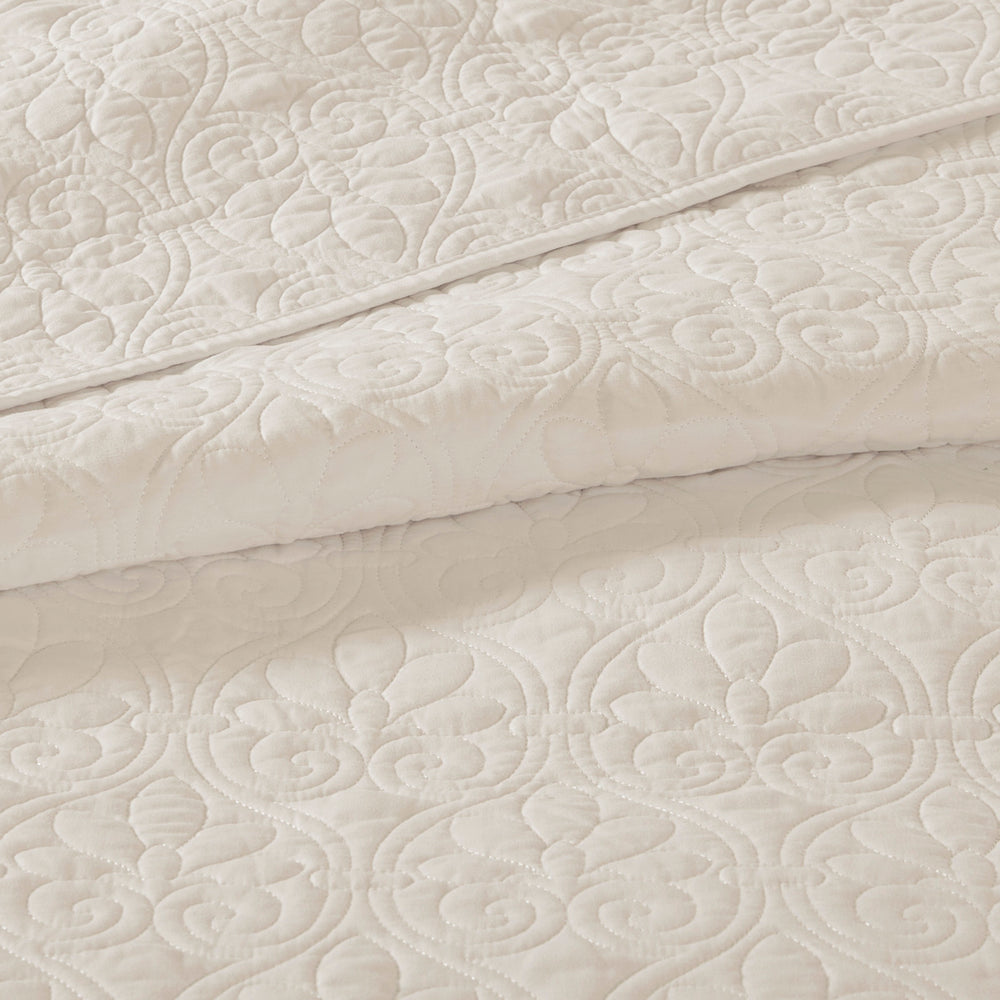 Reversible Bedspread Set Cream King Media 6