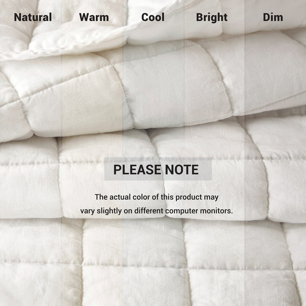 3-Piece King/Cal King Linen Garment Washed Quilt Set,White Media 6