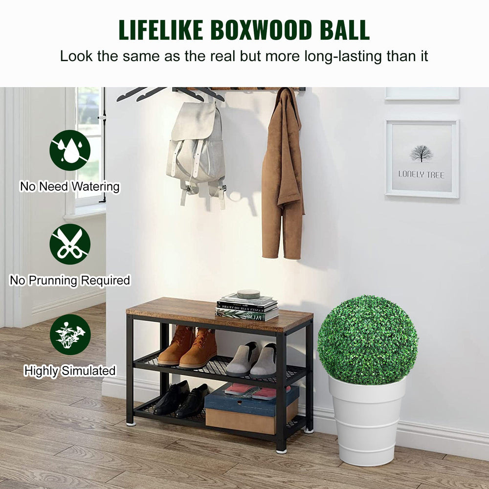 Artificial Topiary Boxwood Trees, 16 Inches Tall (Set of 2), Ball-Shaped Faux Topiary Plants, Year-Round Green Artificial Decorative Balls for Backyard, Balcony, Garden, Wedding, and Home Décor Media 3