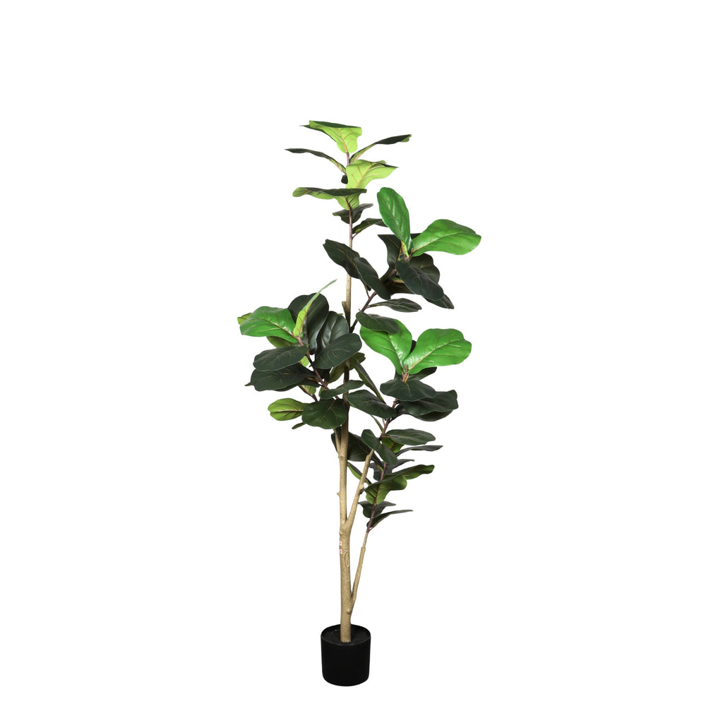 6FT Real Touch Fake Fiddle Leaf Fig Tree in Black Plastic Pot with Green Fabric Leaves, Indoor Decor for Home Office Living Room Corner Media 12