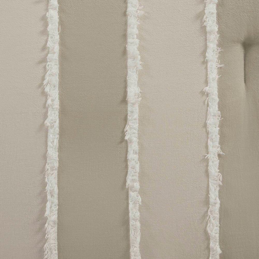 3 Piece Striped Cotton Comforter Set Taupe Full/Queen Media 11