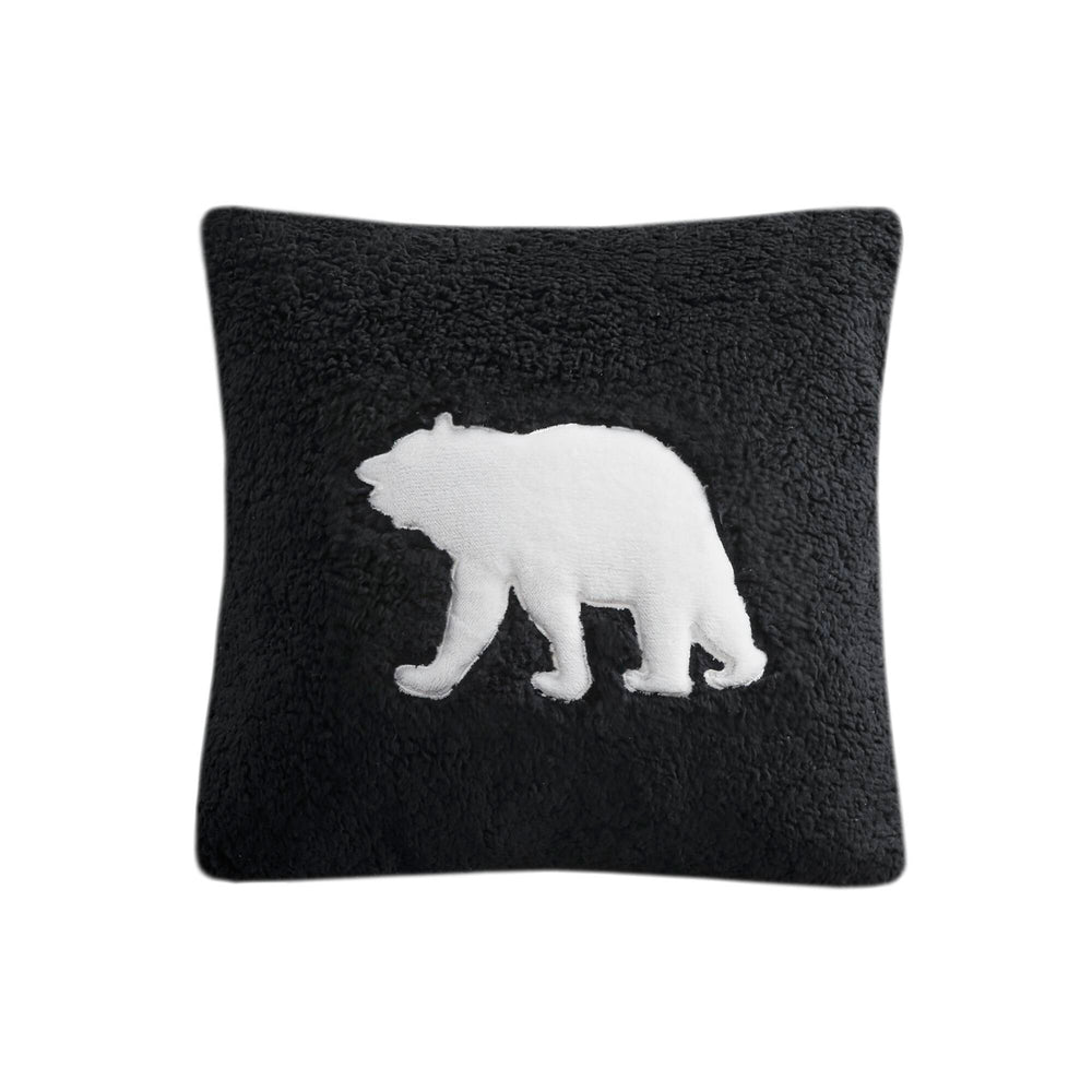 4-Piece King Plush to Sherpa Down Alternative Comforter Set,Black/Black Media 8