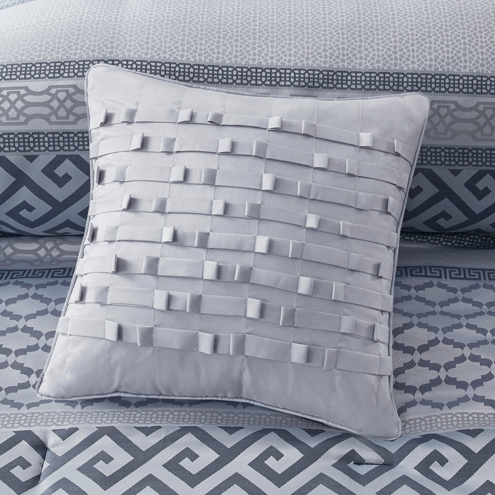 7 Piece Jacquard Comforter Set Navy Cal King Media 9