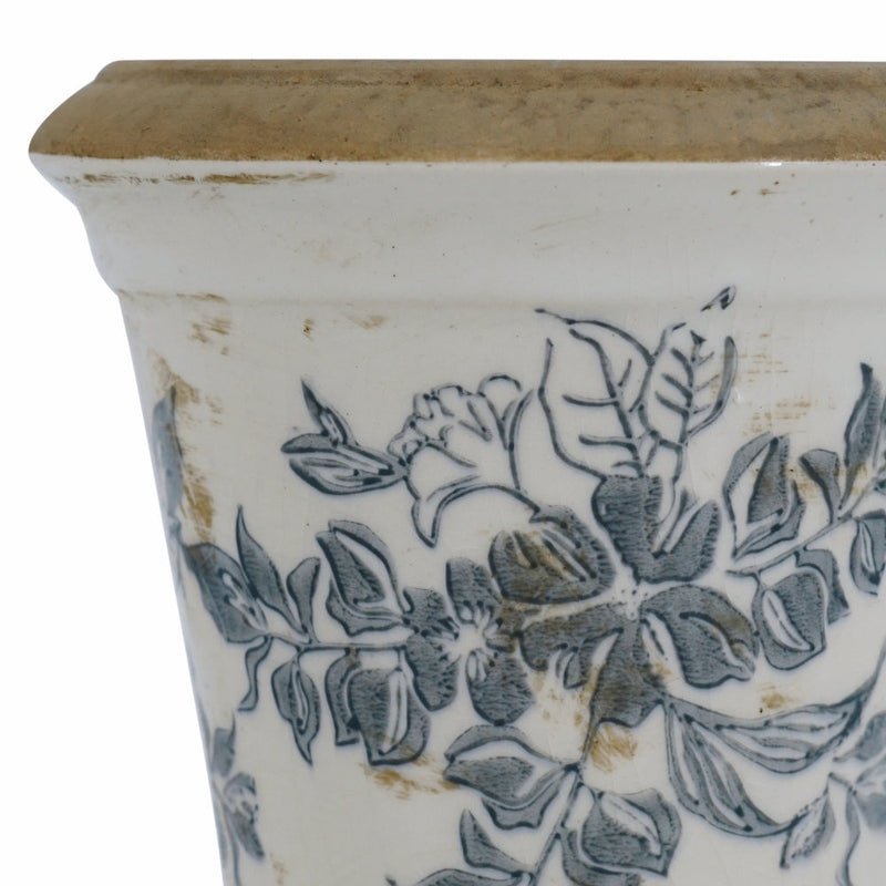 5.3x5.3x5.1' Ceramic Planter with Floral Pattern, Set of 4