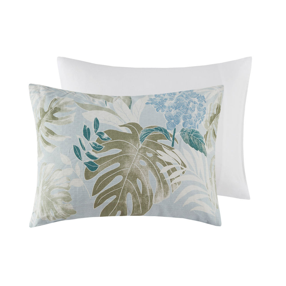 6 Piece Oversized Cotton Comforter Set with Throw Pillow Blue Full Media 14