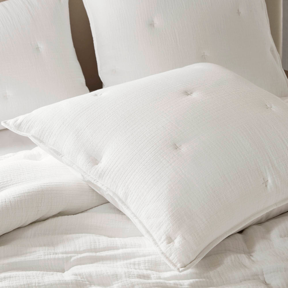 3-Piece Full/Queen Cotton  Embroidered Quilt Set,White Media 10