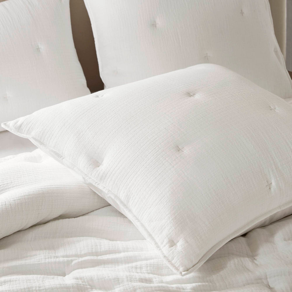3-Piece King Cotton  Embroidered Quilt Set,White Media 11