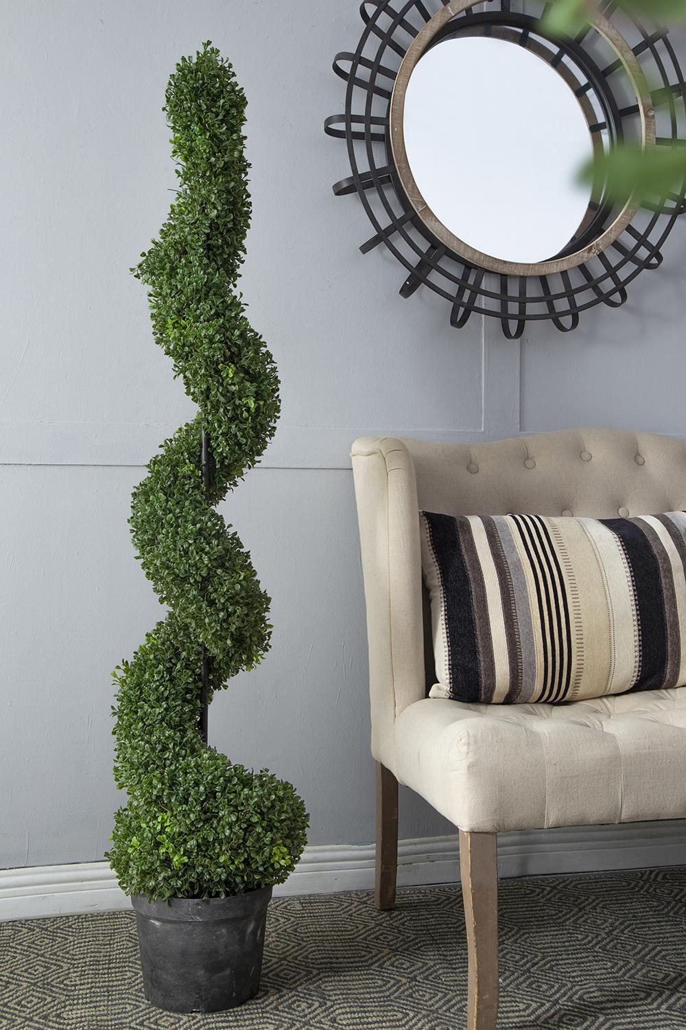 10.5x10.50x60' 5 Foot Tall Artificial Spiral Boxwood Topiary Media 7