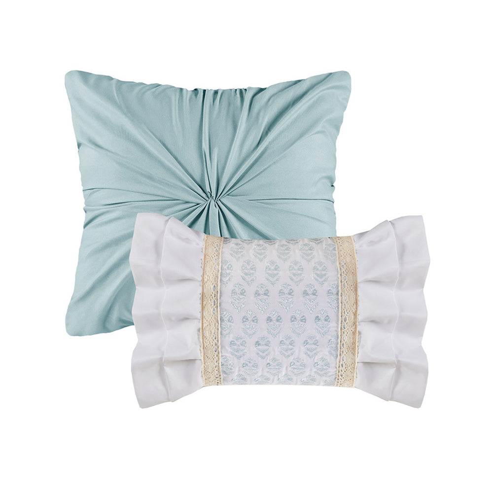 Full/Queen 5 Piece Seersucker Comforter Set with Throw Pillows Media 12