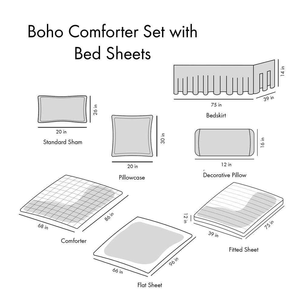 Twin Boho Comforter Set with Bed Sheets Media 18