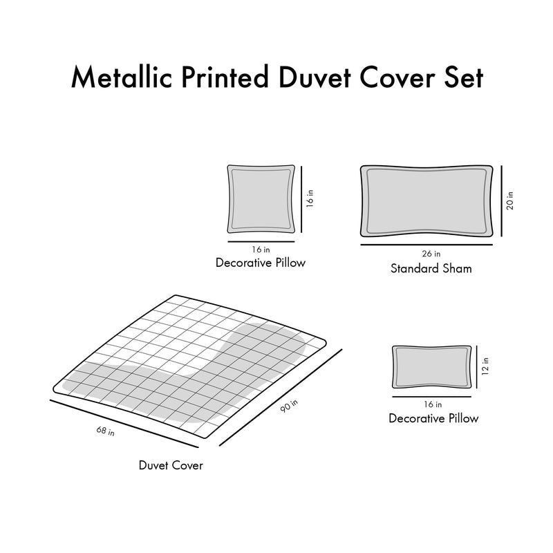 Twin/Twin XL Metallic Printed Duvet Cover Set