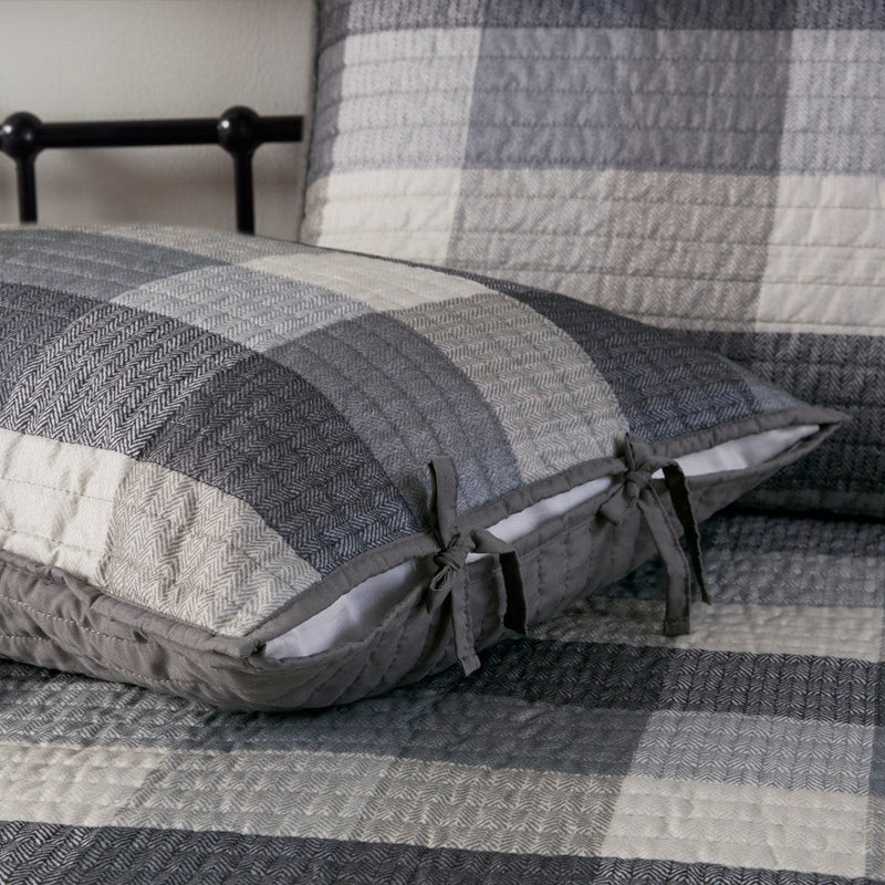 6 Piece Reversible Plaid Daybed Cover Set Grey Daybed