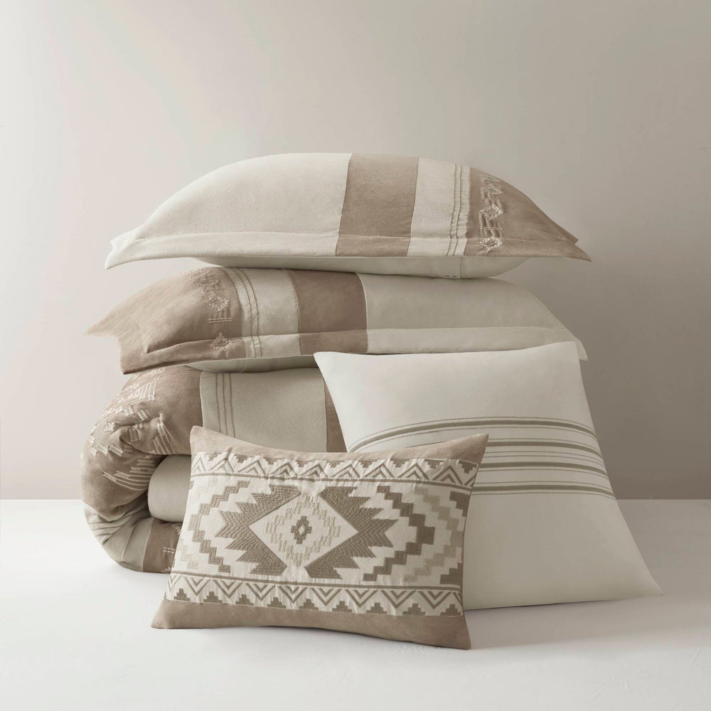 5-Piece Full/Queen Comforter 5pcs Set,Taupe Media 17