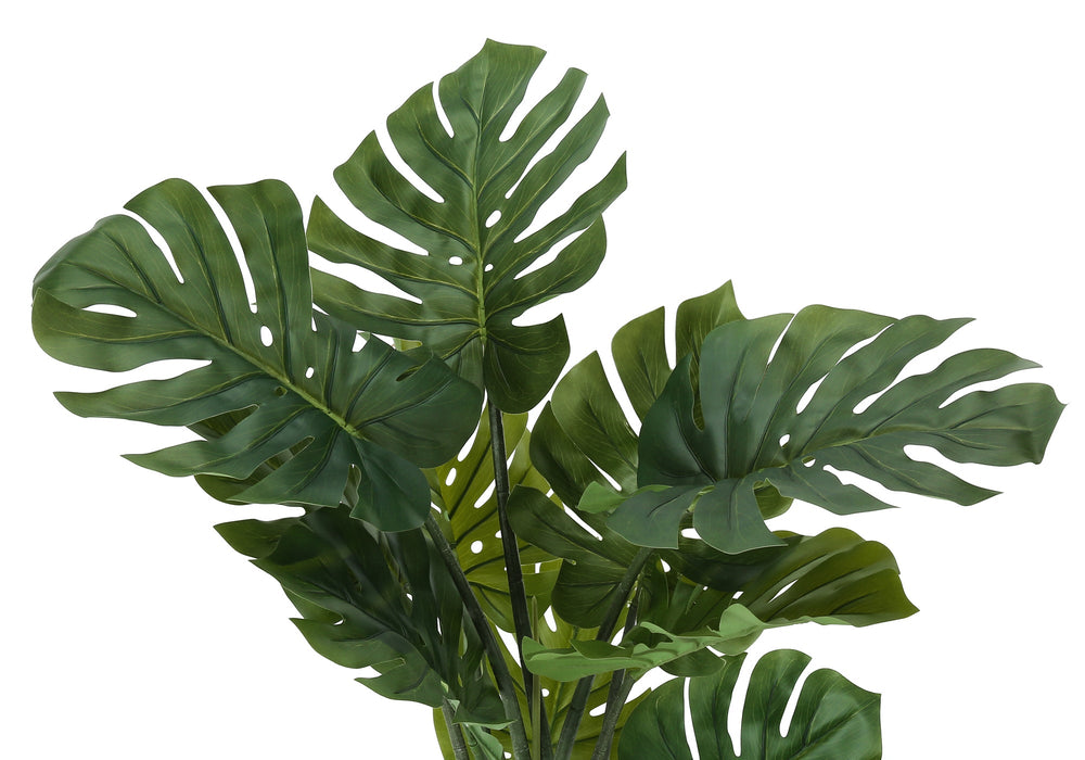 Artificial Plant, 45' Tall, Monstera Tree, Indoor, Faux, Fake, Floor, Greenery, Potted, Real Touch, Decorative, Green Leaves, Black Pot Media 5