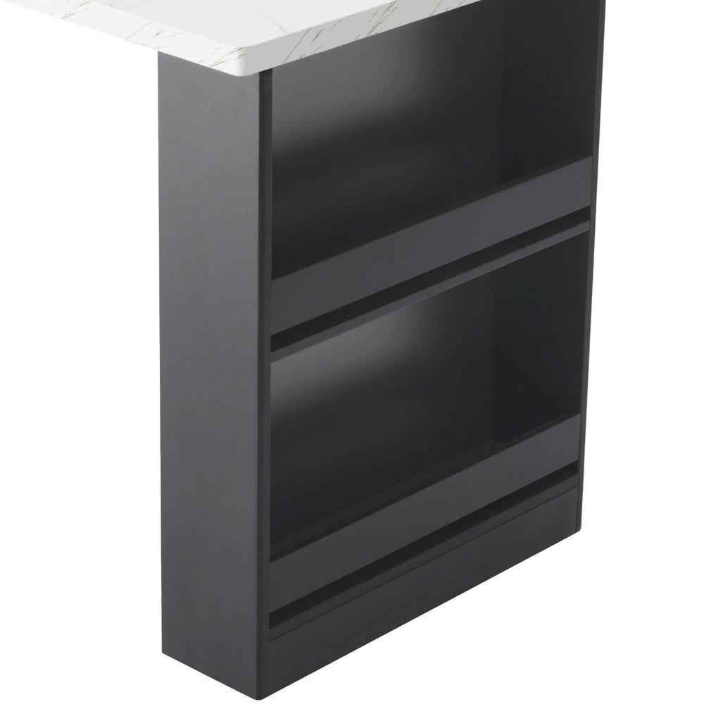 Kitchen Island Modern With Extendable Dining Table & Power Outlet For 4-6 People Black Media 51