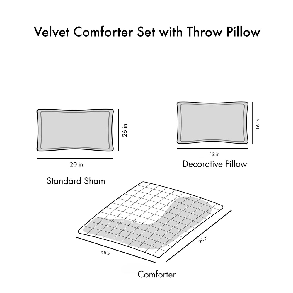 Twin/Twin XL Velvet Comforter Set with Throw Pillow Media 14