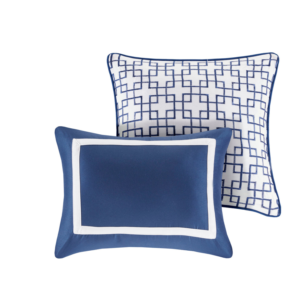 8 Piece Comforter and Quilt Set Collection Navy King/Cal King Media 12