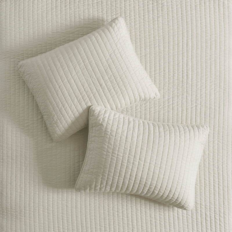 3 Piece Quilt Set Cream King/Cal King