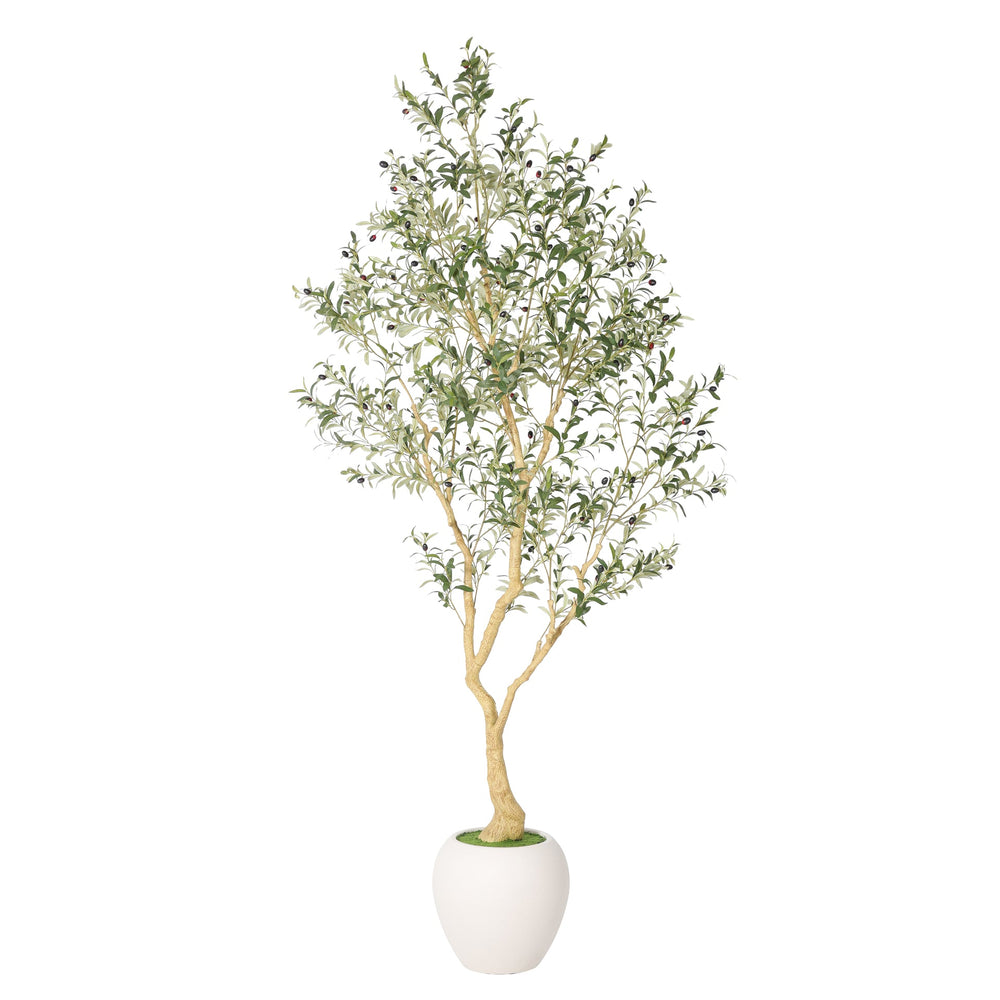 8.2FT Artificial Olive Tree With Big Decorative White Pot, Tall Indoor & Covered Outdoor Decorative Tree, 1pc/set Media 5