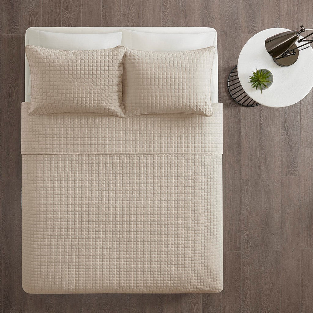 3 Piece Reversible Quilt Set Khaki Full/Queen Media 6