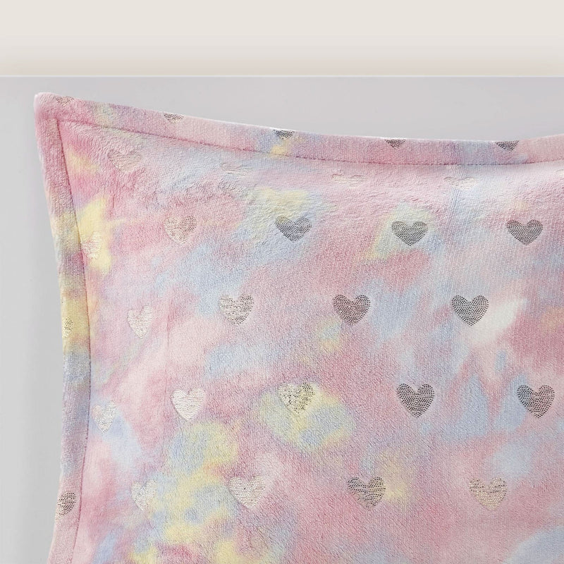 Metallic Printed Plush Comforter Set Polyester Throw Pillow Twin XL