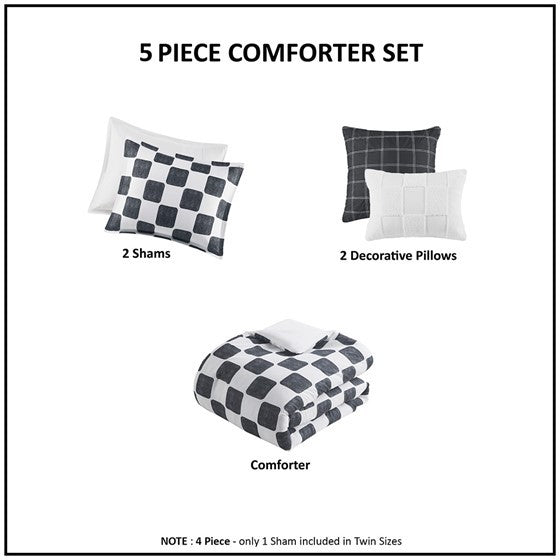 Full/Queen Checkered Comforter Set Media 9