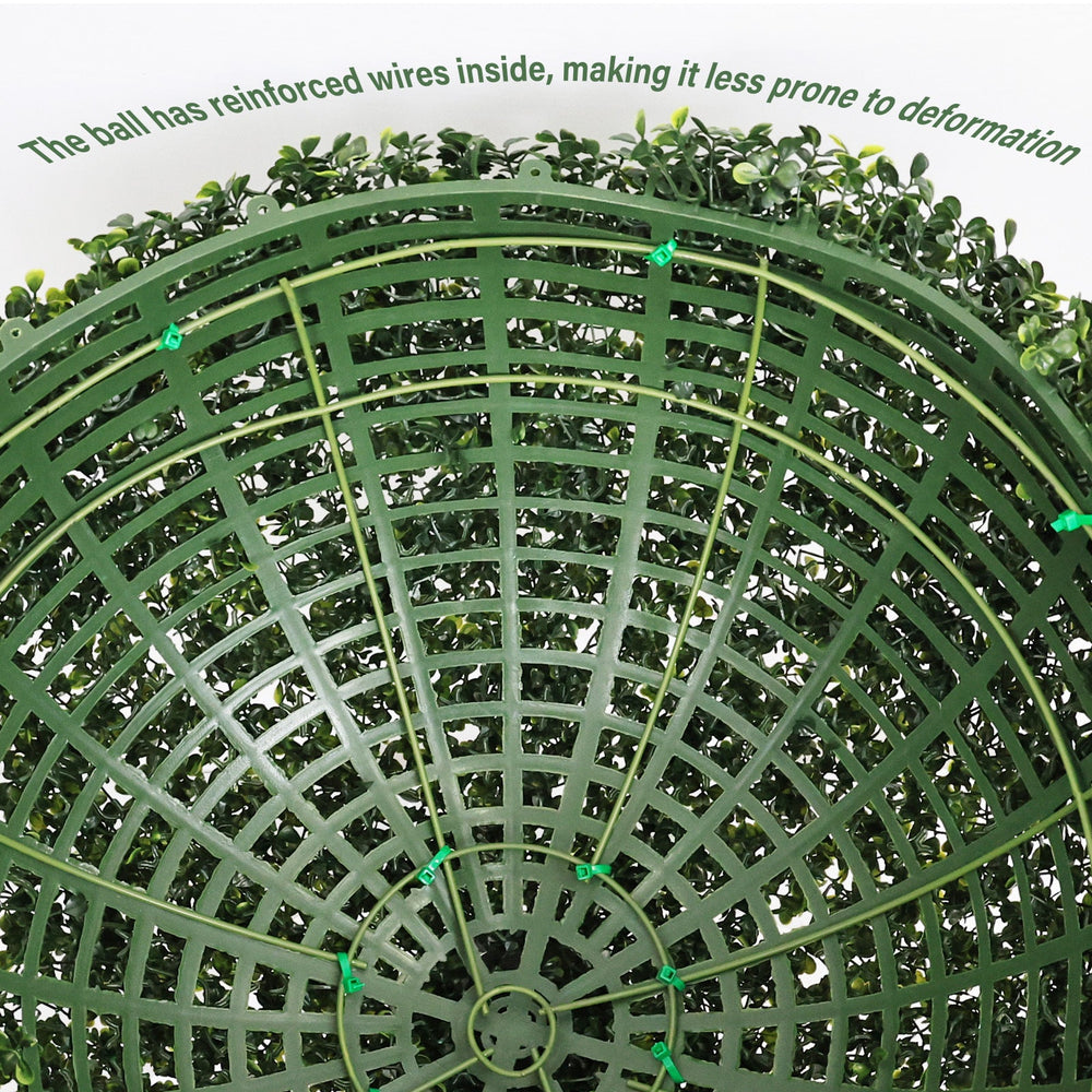 22.4IN dark Artificial Topiary Balls Outdoor Faux Boxwood Large Decorative Green Spheres for Garden Front Porch Patio Planter Decoration, 2pcs/set Media 6