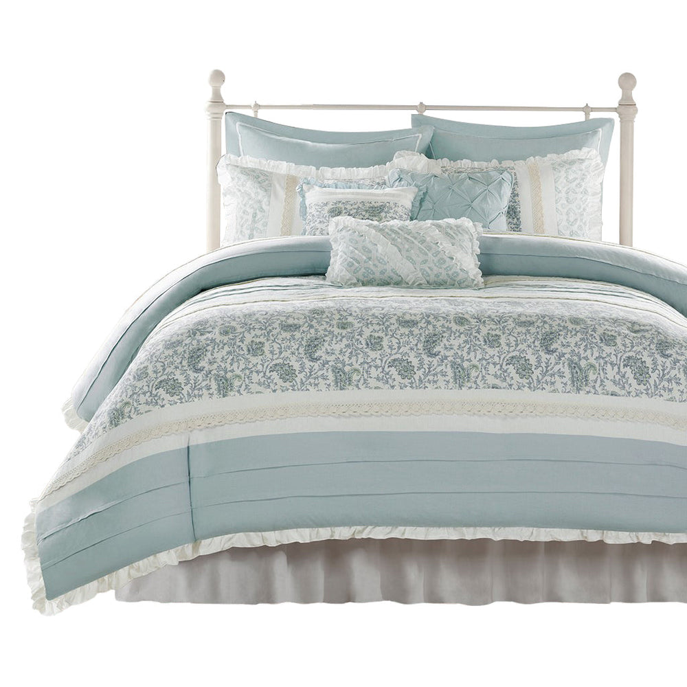 King 9 Piece Cotton Percale Duvet Cover Set Media 6