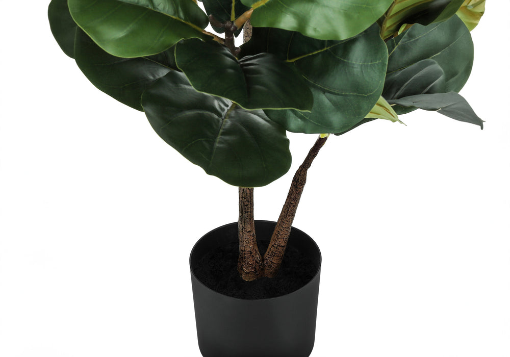 Artificial Plant, 49' Tall, Fiddle Tree, Indoor, Faux, Fake, Floor, Greenery, Potted, Real Touch, Decorative, Green Leaves, Black Pot Media 3