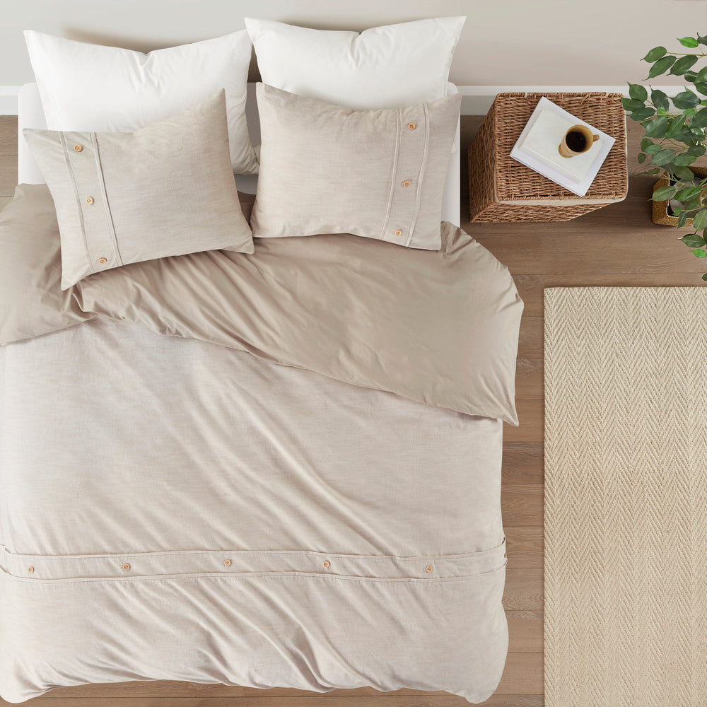 3 Piece Organic Cotton Oversized Duvet Cover Set Natural King/Cal King Media 7