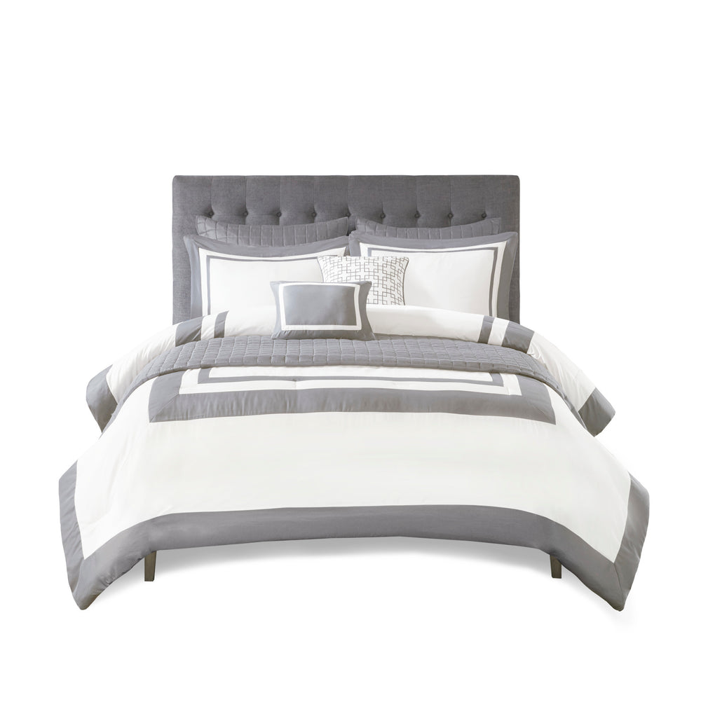 8 Piece Comforter and Quilt Set Collection Grey King/Cal King Media 7