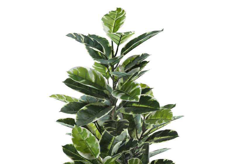 Artificial Plant, 52' Tall, Rubber Tree, Indoor, Faux, Fake, Floor, Greenery, Potted, Real Touch, Decorative, Green Leaves, Black Pot