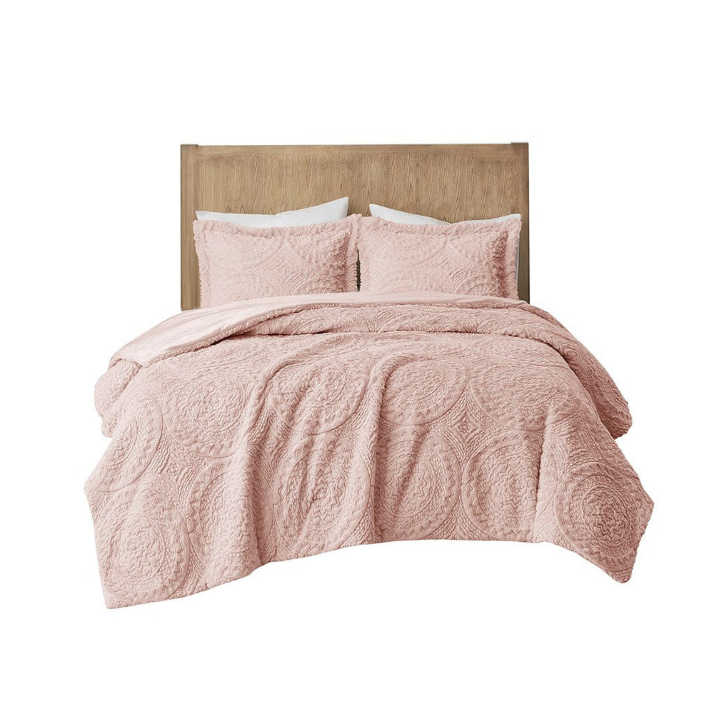 Twin Embroidered Medallion Faux Fur Ultra Plush Comforter Mini Set Media 8