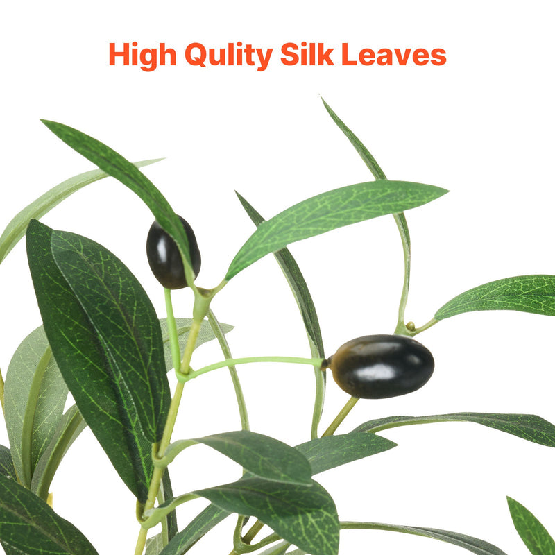 7FT Artificial Olive Tree Tall Fake Plant with Black Pot for Home Office Use