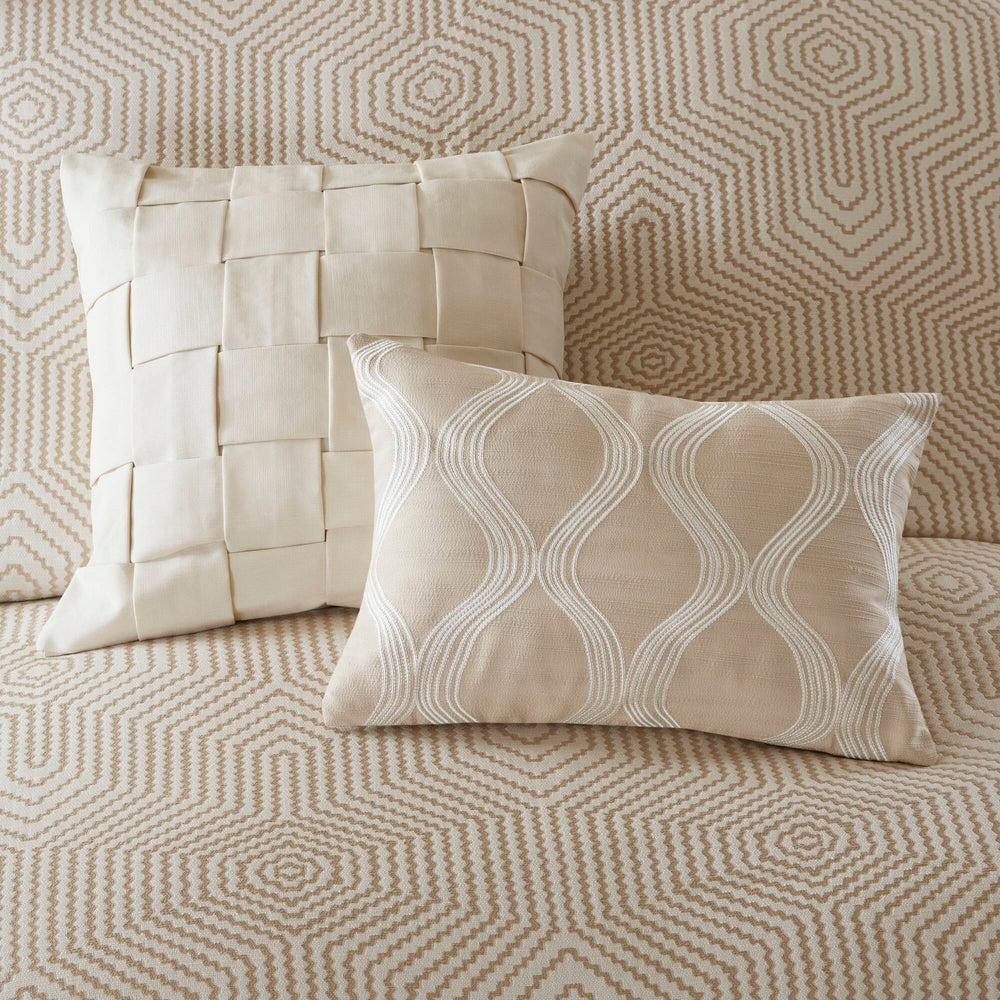 9-Piece King Abstract Comforter Set, Tan+Ivory Media 7