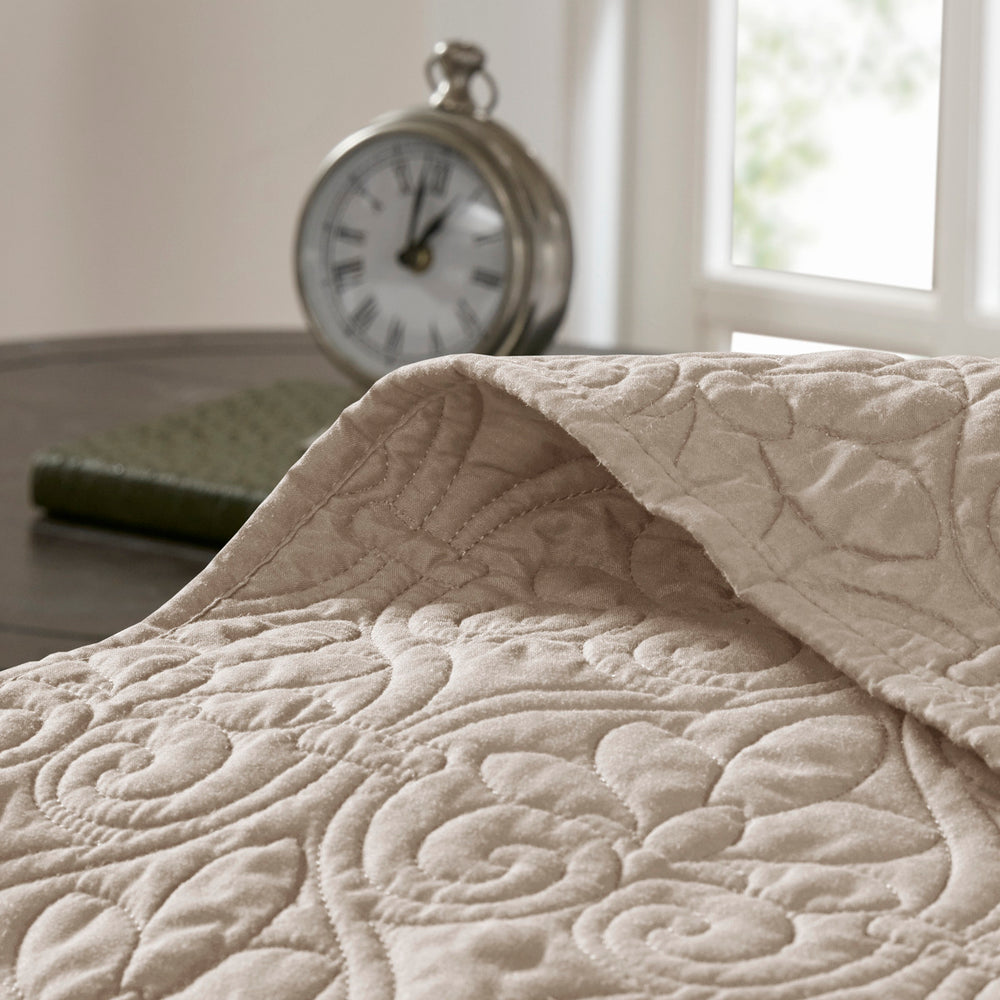 Reversible Bedspread Set Khaki King Media 5
