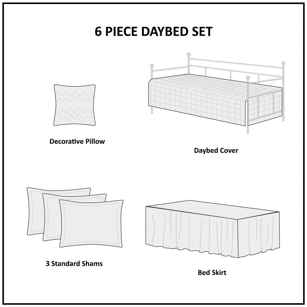 6 Piece Cotton Daybed Cover Set Khaki Daybed Media 7