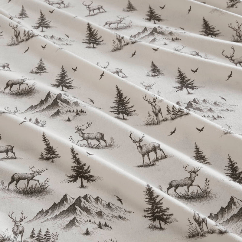4 PCS Full Sheet Set Gray Deer Toile