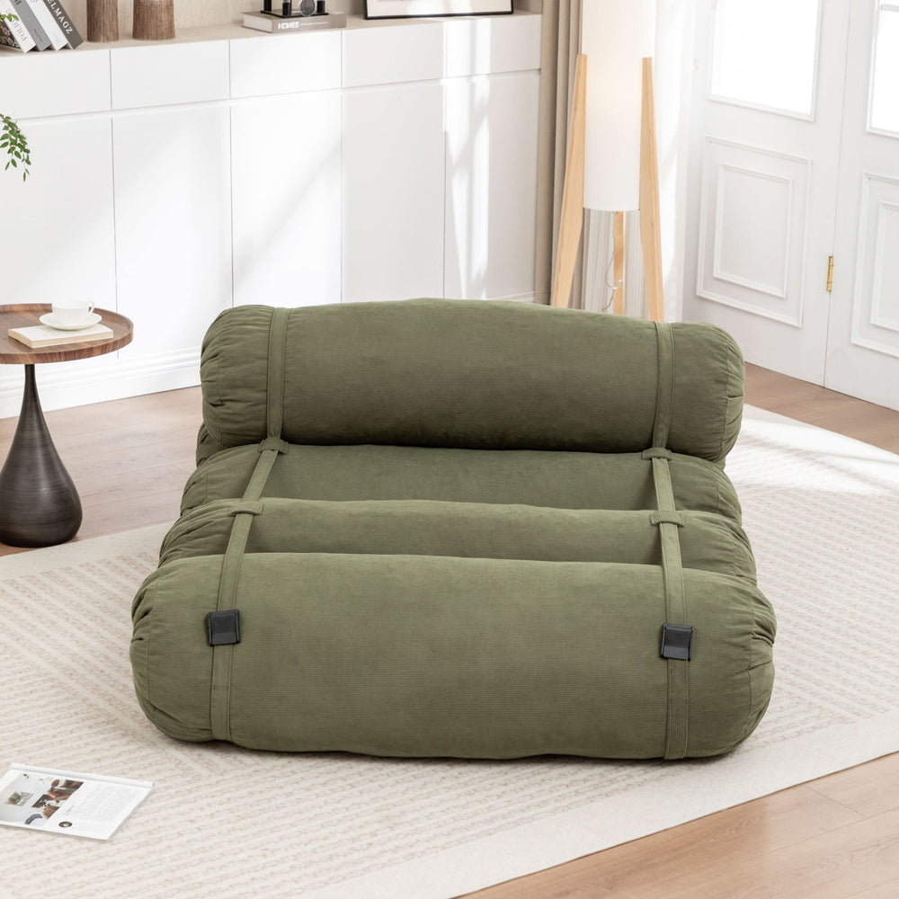 Corduroy Floor Sofa With Adjustable Straps & Multi Person Lounge Chair Media 11