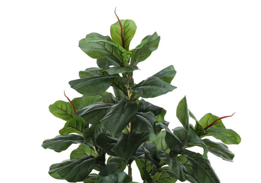 Artificial Plant, 47' Tall, Fiddle Tree, Indoor, Faux, Fake, Floor, Greenery, Potted, Real Touch, Decorative, Green Leaves, Black Pot Media 5