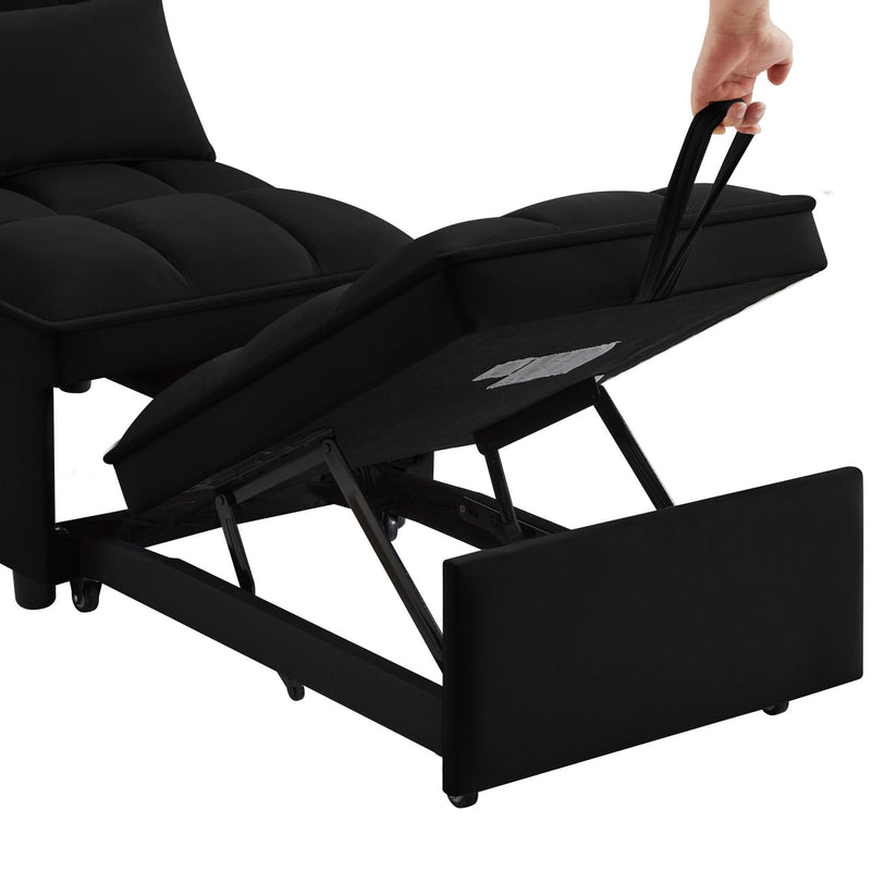 Velvet Sofa Bed Convertible Chaise Lounge Black Living Room American Design