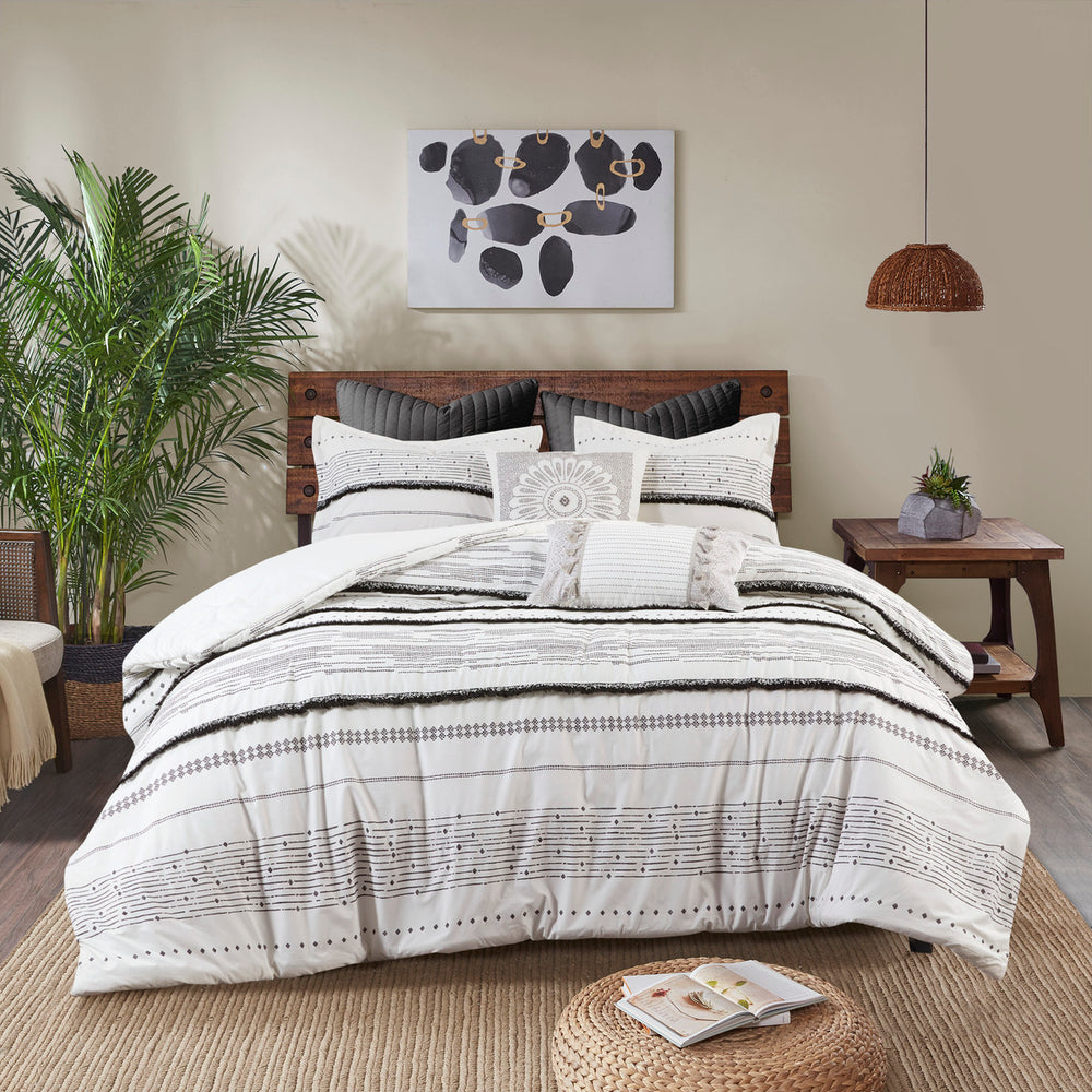 Full/Queen Cotton Printed Duvet Cover Set with Trims Media 3