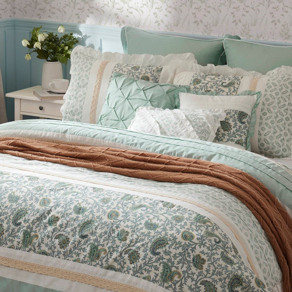 9 Piece Cotton Percale Comforter Set Aqua Queen Media 13