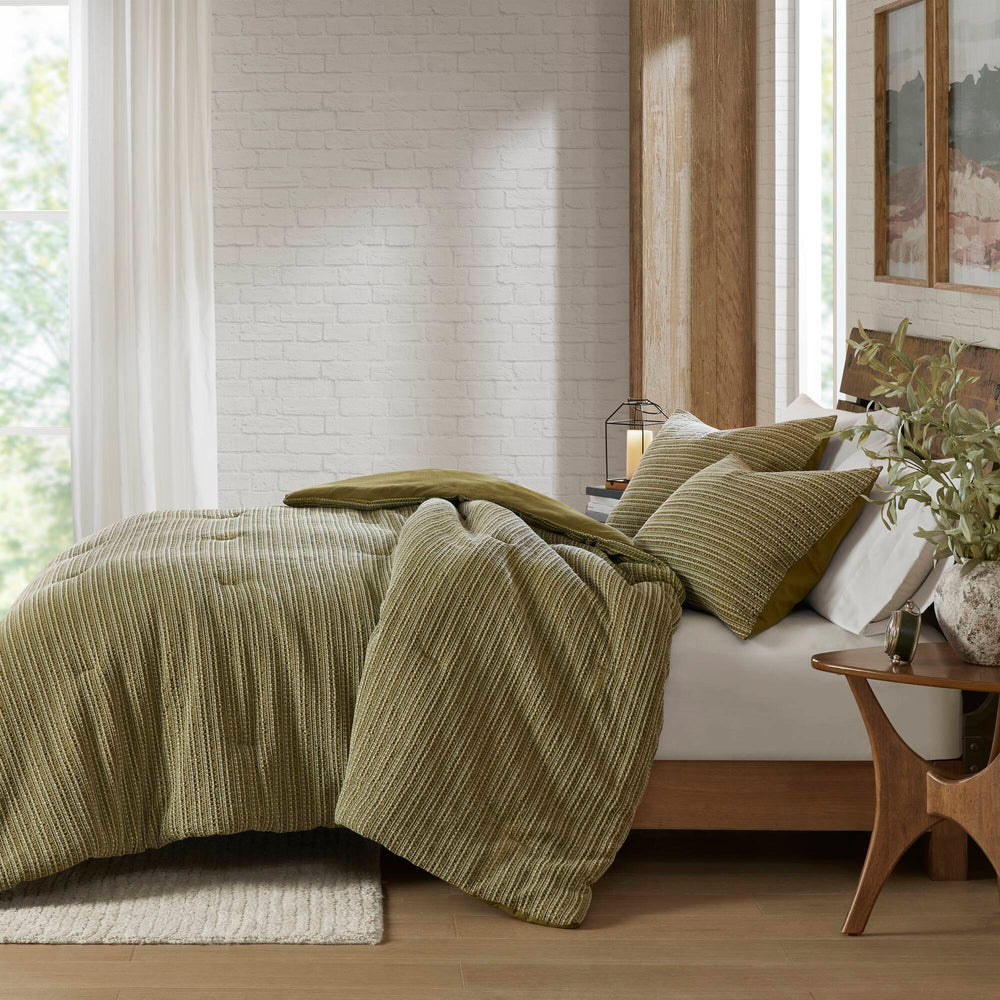 3PCS Full/Queen Waffle Washed Comforter Set Media 13