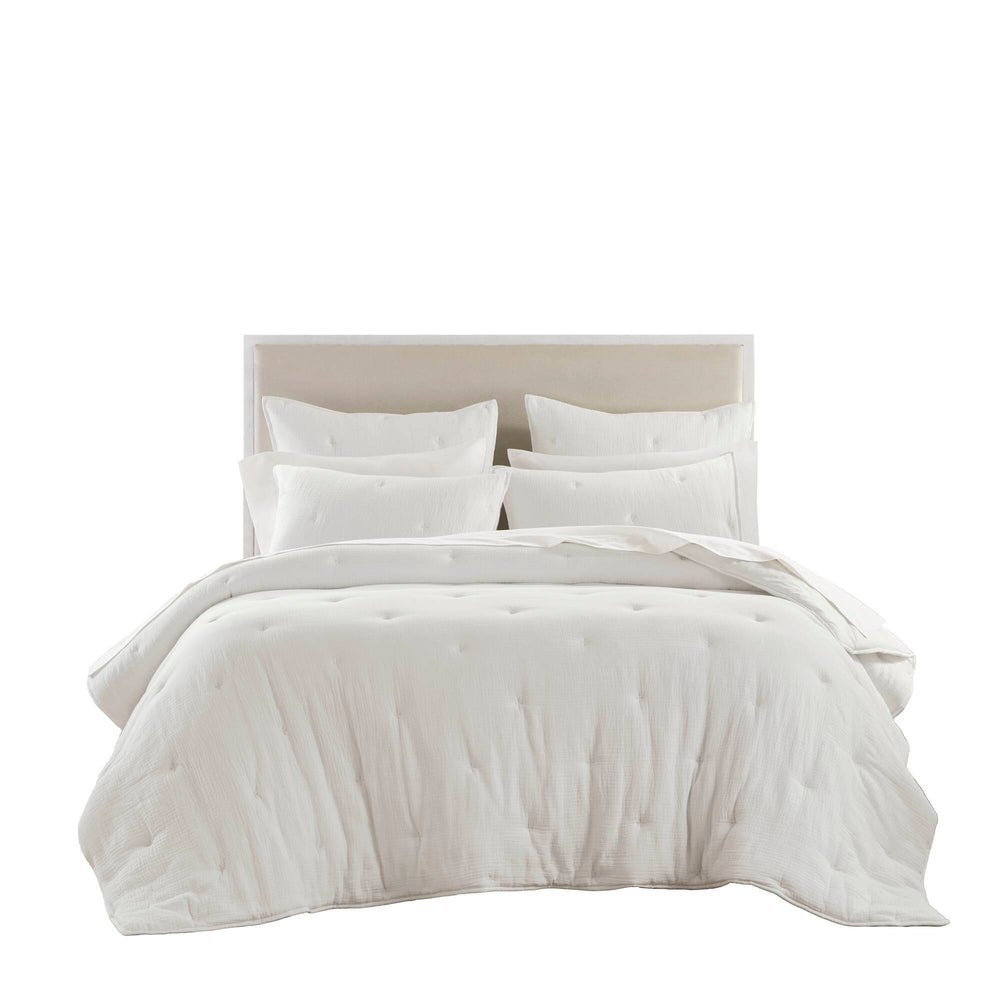 3-Piece Full/Queen Cotton  Embroidered Quilt Set,White Media 22